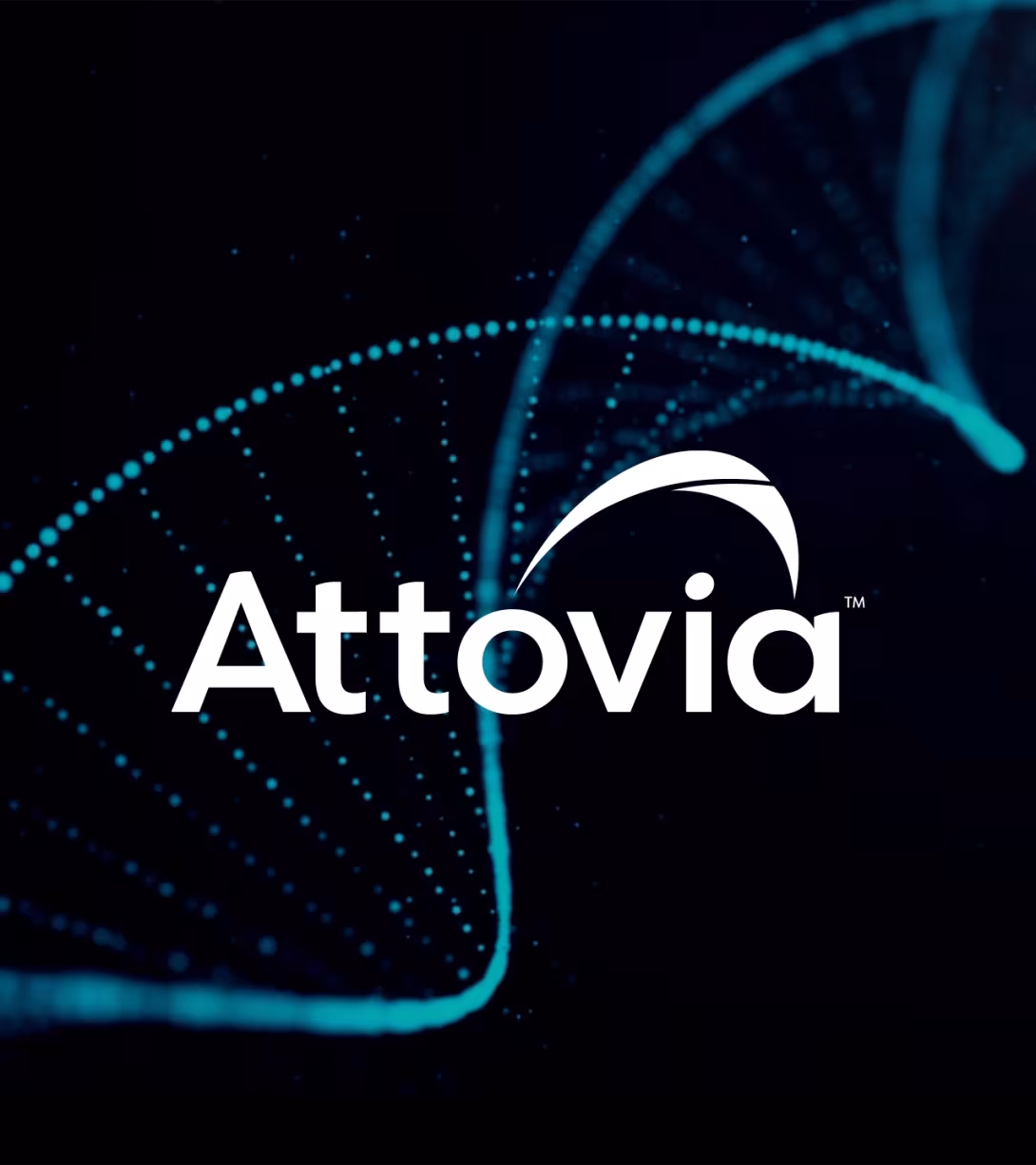 Attovia logo on black background with green squiggle